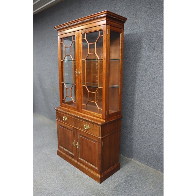 Stickley Stickley Cherry Two-Piece China Cabinet With Glass Doors For Sale - Image 4 of 15