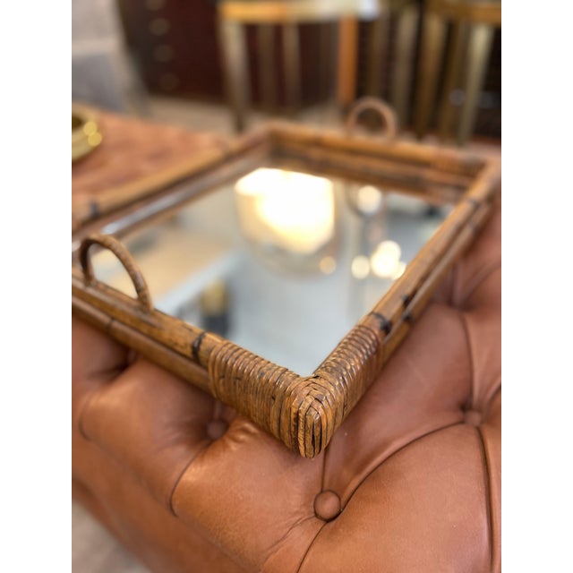 Bamboo Tray with Handles and Mirror Finish, 1970s For Sale - Image 3 of 11
