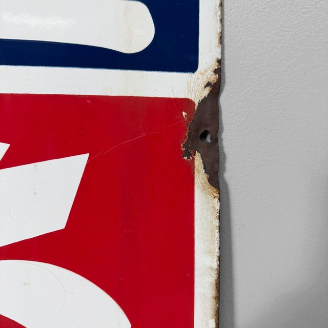 Metal Japanese Double-Sided Enamel Sign by Shio Tabako, 1950s For Sale - Image 7 of 10