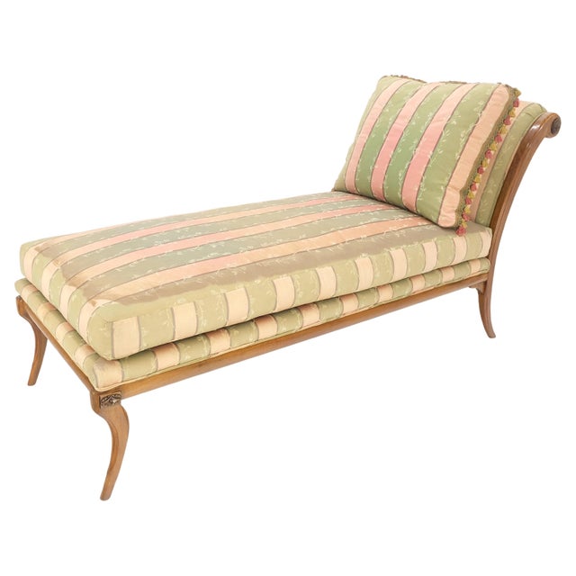 Klismos Light Carved Walnut Frame Chaise Lounge Chair Stunning MIINT Frame! New upholstery job included in the full price,...