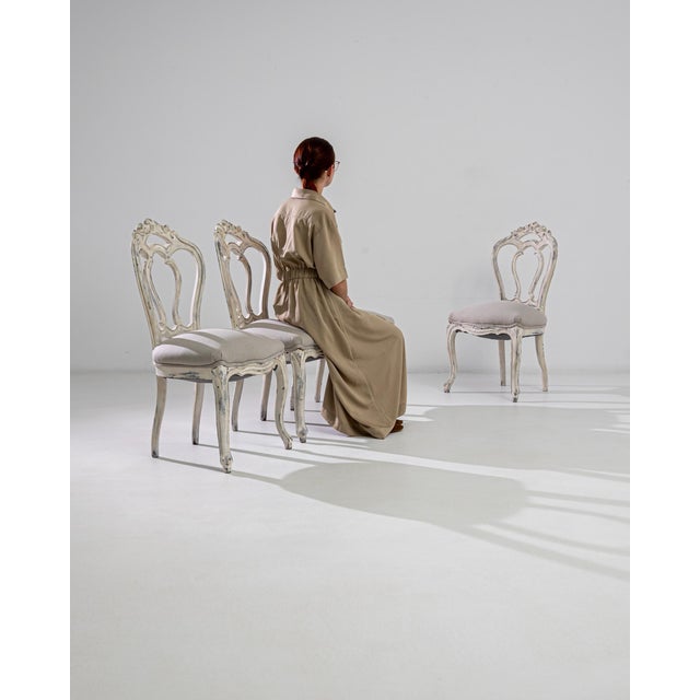 Wood 1900s Wooden Dining Chairs with Upholstered Seats - Set of 4 For Sale - Image 7 of 18