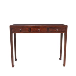 37" Longe 3-Drawer Reddish Brown Console Table For Sale