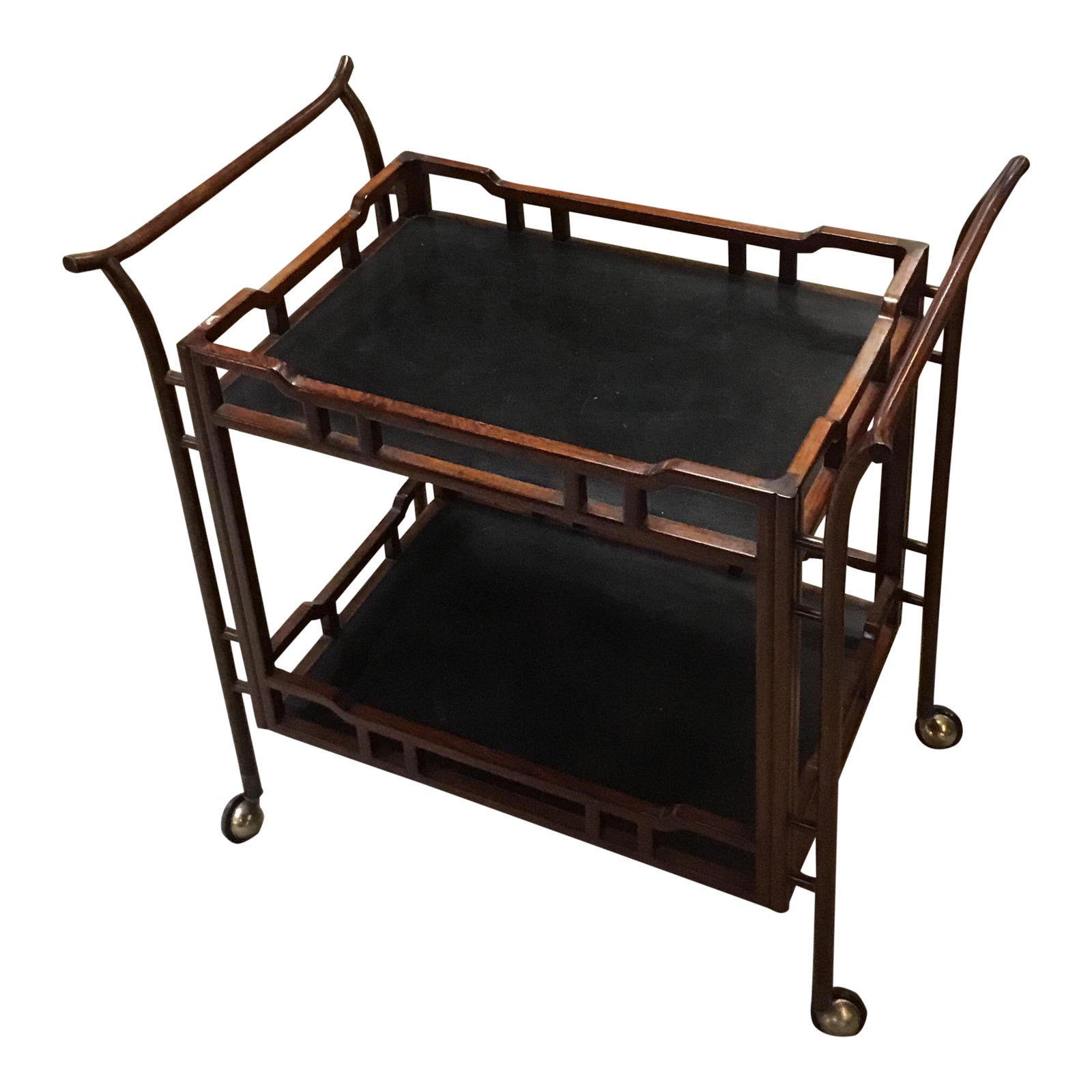 Vintage Rosewood Bamboo Tea Cart Chairish