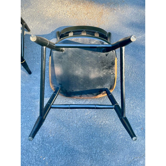 Hitchcock Ebonized Arrow Back Windsor Style Side Chairs Mid 20th Century For Sale - Image 12 of 12