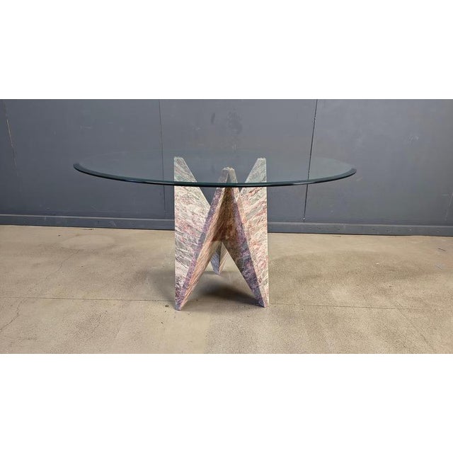 Architectural Marble and Glass Dining Table, 1970s For Sale - Image 11 of 15