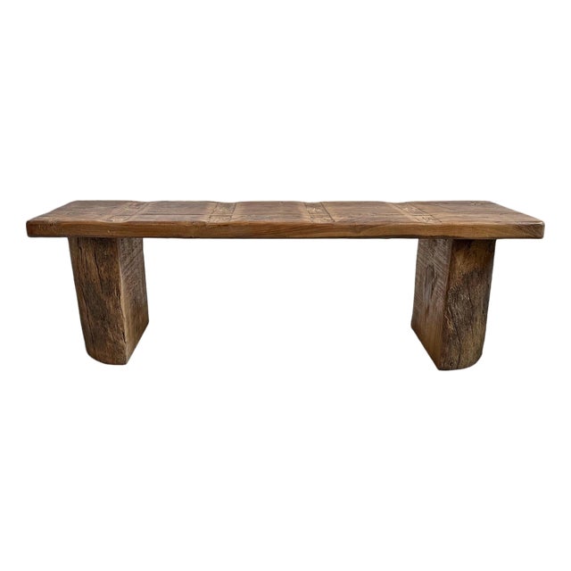 Vintage Log & Panel Rustic Bench For Sale