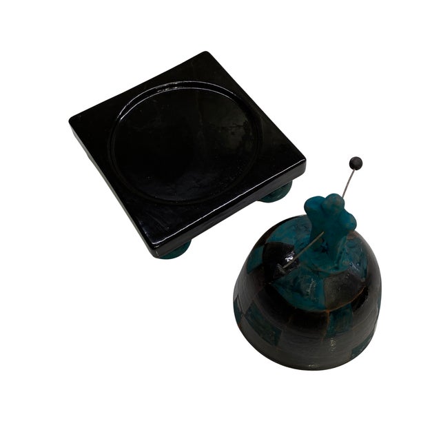 1990s Vintage Bourbeau Limited Edition Studio Pottery Figural Sculpture / Covered Vessel For Sale - Image 5 of 7