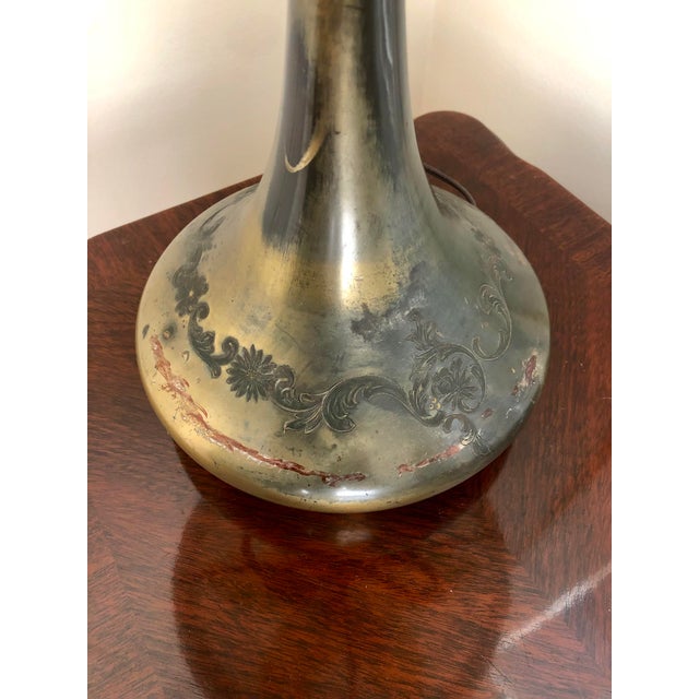 Bronze Pairpoint Glassworks / Pairpoint Mfg Co. 2-Light Bronze Lamp With Embossed Glass Dome Shade, 1910, C3020 For Sale - Image 8 of 13