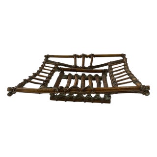 Vintage Square Bamboo Tray, Trivet For Sale