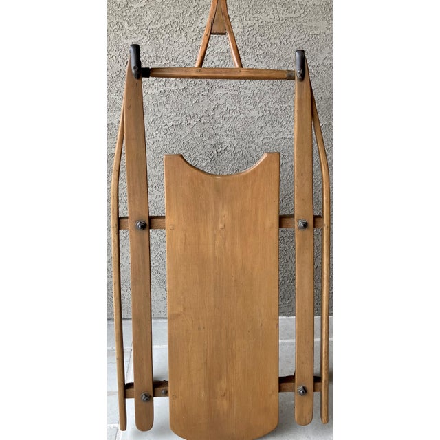 Circa 1920 Solid Hickory Wood & Metal Transport Sled With Moveable Pull Handle For Sale - Image 18 of 18