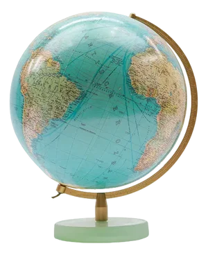 Mid-Century Modern Illuminated Glass Globe on a Brass Tripod Base, 1960s