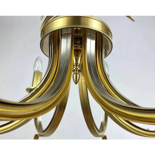 Gold Gilt Brass Chandelier from S.A. Boulanger in the style of Maison Bagues, 1970s For Sale - Image 8 of 11