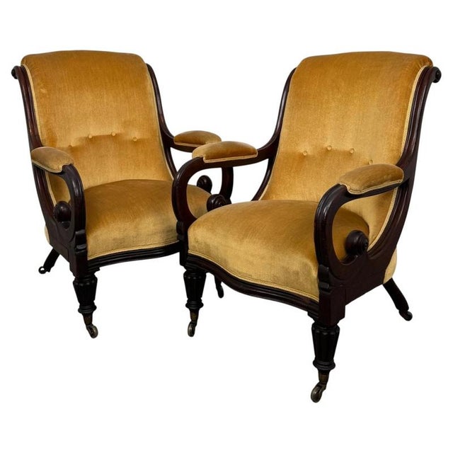 19th Century Antique English William IV Mahogany Armchairs, Set of 2 For Sale - Image 15 of 15
