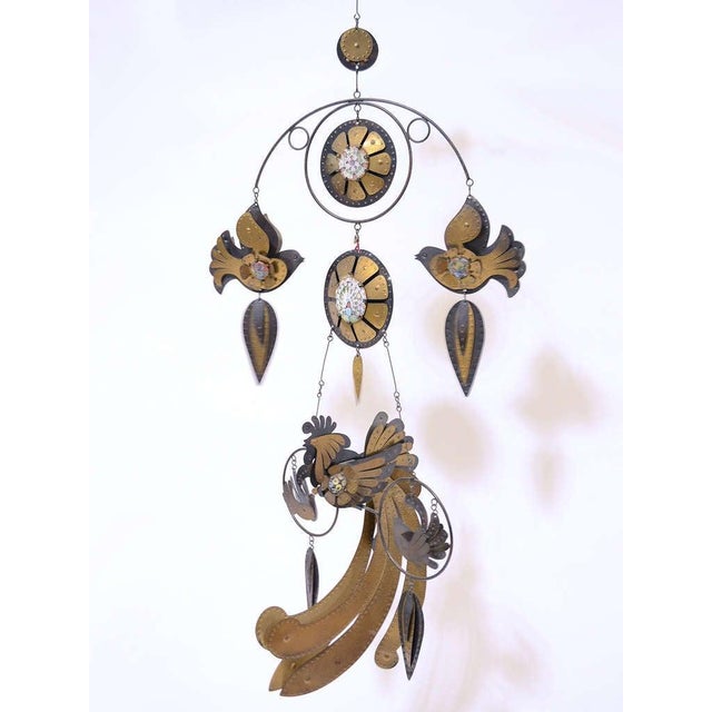 Mid-Century Modern Fantastic Brass, Copper and Enamel Mobile by Cesar Vasquez For Sale - Image 3 of 10