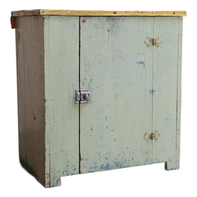Antique Primitive Jelly Cupboard With Hinged Door and Interior Shelf For Sale