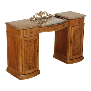 Schnadig Burl Wood French Style Marble Top Sideboard
