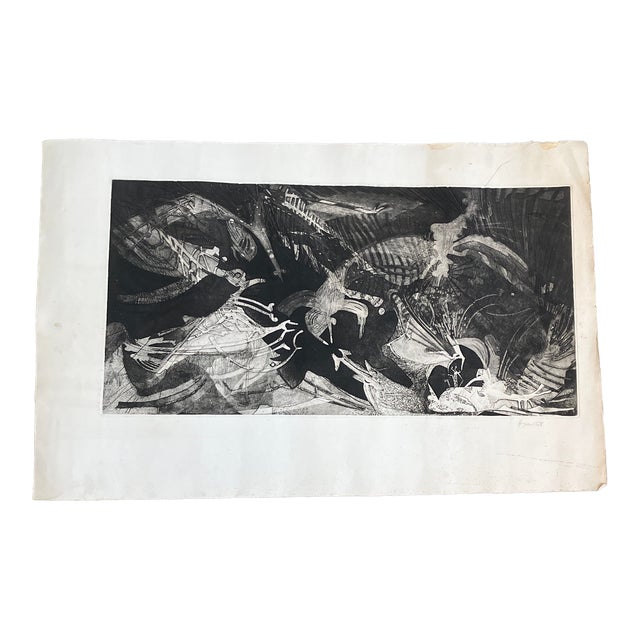 1960’s Original Abstract Expressionist Organic Black and White Original Richard Royce Lithograph For Sale