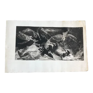 1960’s Original Abstract Expressionist Organic Black and White Original Richard Royce Lithograph