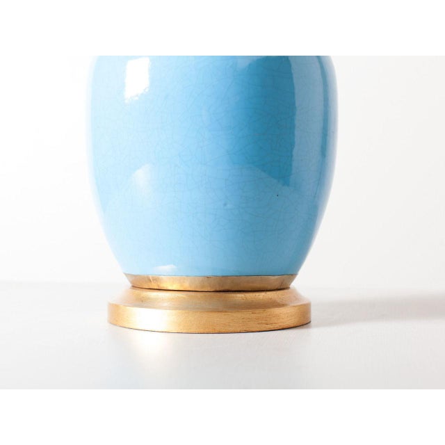 Contemporary Contemporary Turquoise Crackle Lamp For Sale - Image 3 of 6