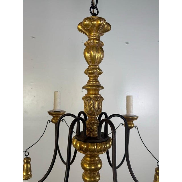 Paul Ferrante Gilt and Iron Six-Light Chandelier, 20th Century For Sale - Image 11 of 16