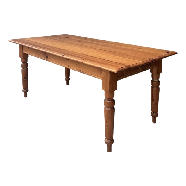 Vintage Knotty Pine Farm Table For Sale