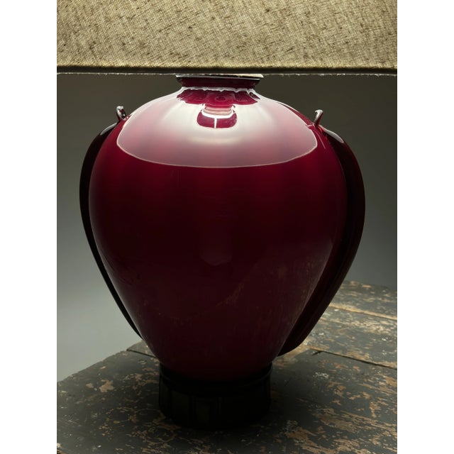 Vintage Garnet Blown Glass Urn Table Lamp, Circa 1950s For Sale In New York - Image 6 of 16