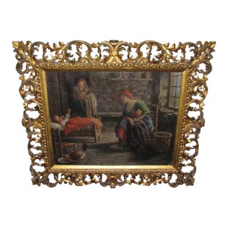 Antique Italian Oil on Canvas Painting Guilio Bertoncelli Circa 1910 For Sale