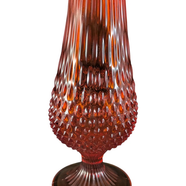 Fenton Art Glass Company Mid 20th Century Fenton MCM Amberina Hobnail Swung Glass Vase 20.5" For Sale - Image 4 of 9