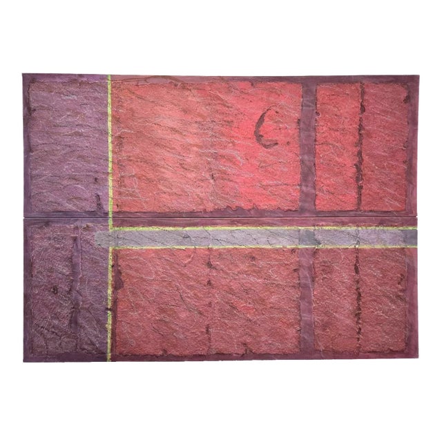 Jan Tips "Architectural Series #35" 1984 Mixed Media Abstract Diptych on Canvas For Sale