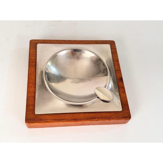 Scandinavian Wood and Metal Ashtray, 1950s For Sale - Image 6 of 7