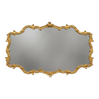 Mid Century Italian Baroque-Style Carved Gilt Mirror For Sale