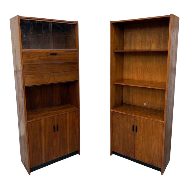 Mid-Century Modern Walnut Storage Cabinets - Set of 2 For Sale