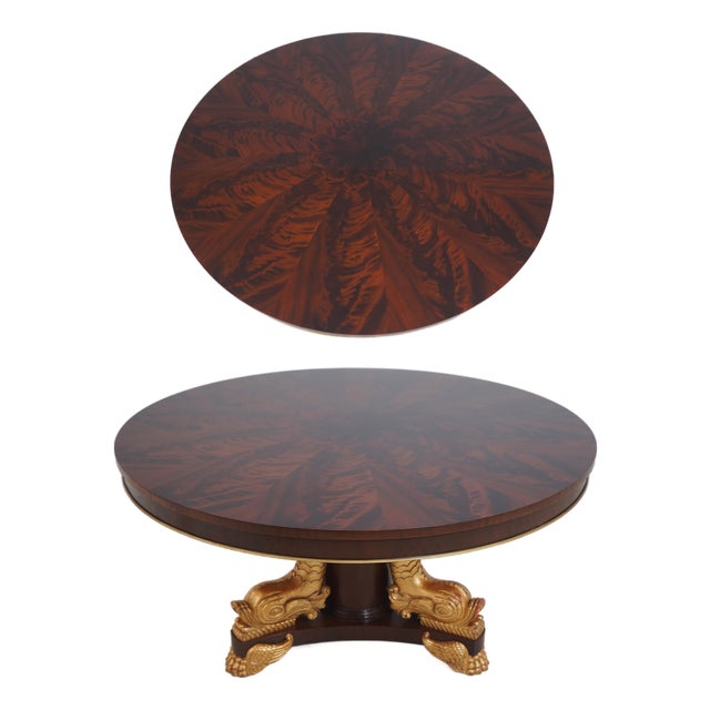 John Widdicomb Round Neoclassical Mahogany Dining Room Table For Sale