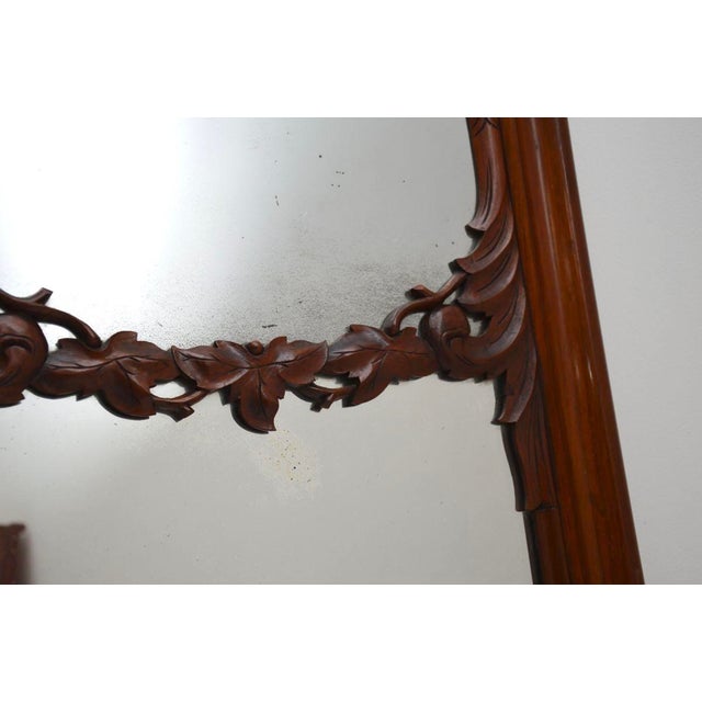 Mid 19th Century Antique Victorian Carved Walnut Mirror, 1850 For Sale - Image 5 of 9