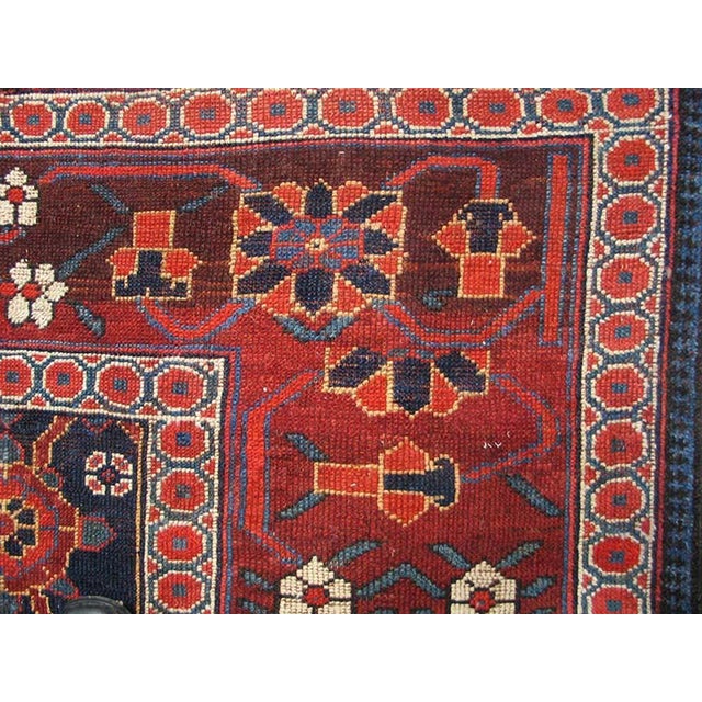 1890s Blue Navy Geometric Tribal Antique Persian Kurdish Carpet 5'4" X 10'9" Handknotted Wool Rug For Sale - Image 4 of 6
