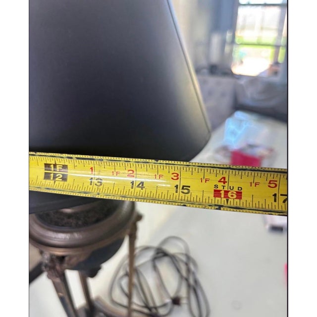 Vintage Neoclassical Black & Brass Tripod Table Lamp With Pinecone Finial For Sale - Image 4 of 9