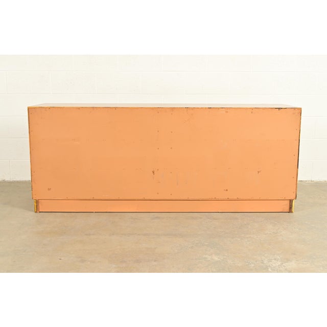 Henredon Style Mid-Century Hollywood Regency Faux Bamboo Mirrored Front Sideboard Credenza, Circa 1970s For Sale - Image 11 of 12