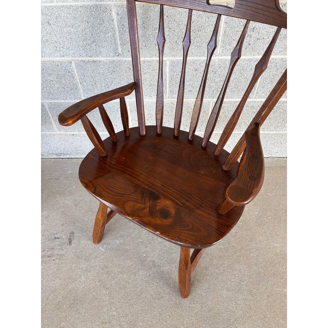 Hunt Country Furniture Oak & Pine Dining Captains Chairs - A Pair For Sale - Image 10 of 12