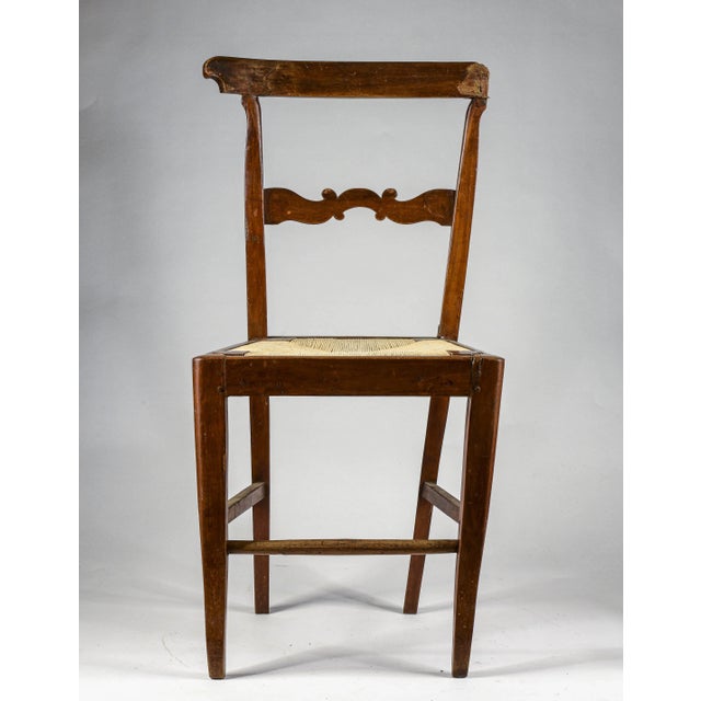 19th Century wooden chair with straw seat and backrest in need of repair. Dimensions: width 51 x depth 41 x height 90 x...