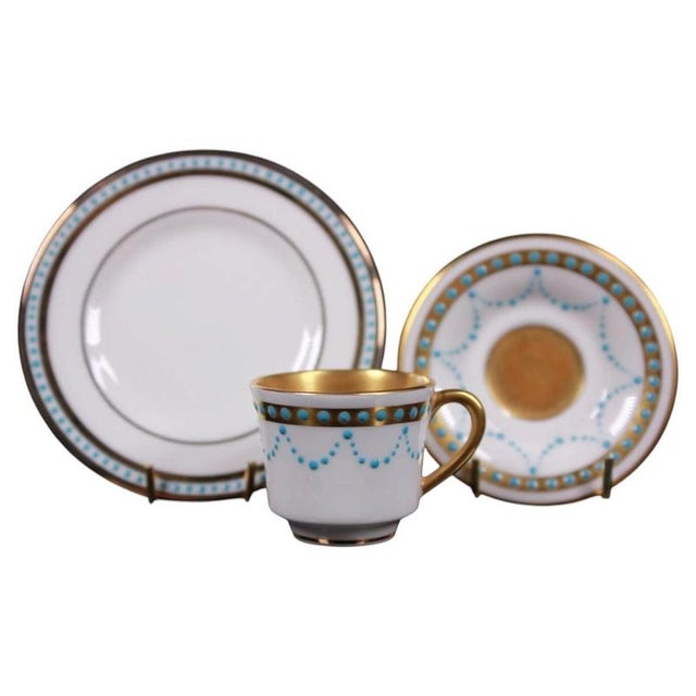 Gold Jewelled Miniature Porcelain Cup, Saucer and Plate by Ken Russell, 1980s, Set of 3 For Sale - Image 8 of 8