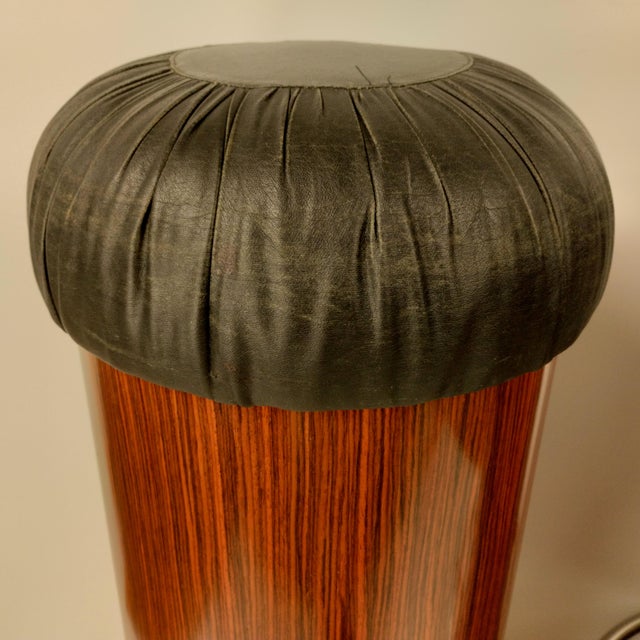 Mid-Century Italian Art Deco Style Rosewood Bar Stools, 1970s, Set of 2 For Sale - Image 9 of 15
