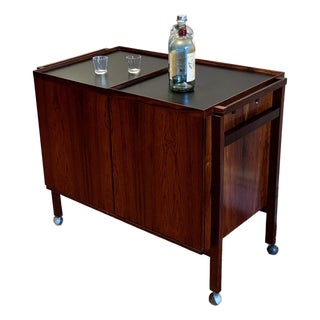 1960s Rosewood Danish Bar Cart Niels Erik Glasdam Jensen for Vantinge Mobelindustri For Sale