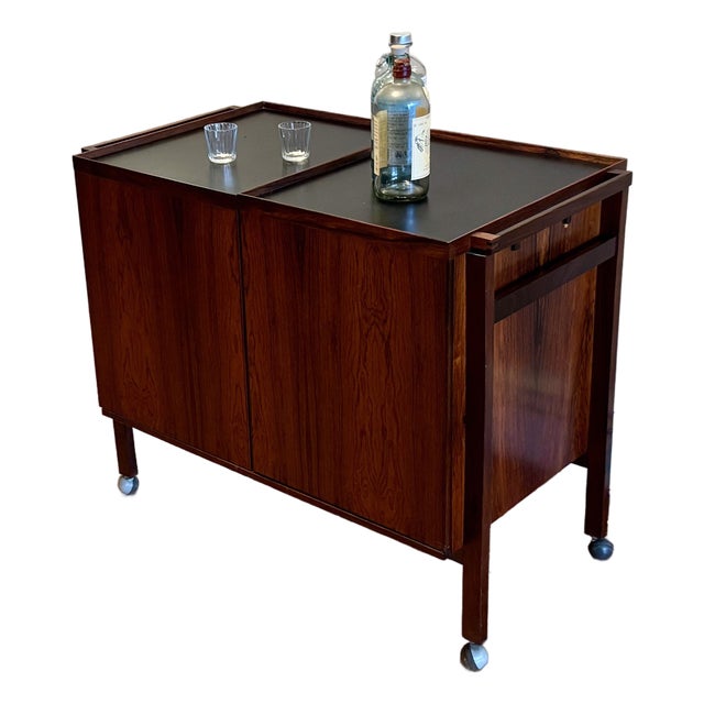 1960s Rosewood Danish Bar Cart Niels Erik Glasdam Jensen for Vantinge Mobelindustri For Sale