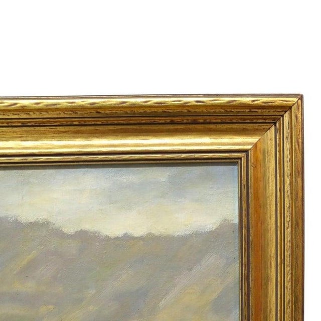 Gold Hudson River School Oil on Canvas Painting of a River Scene by A. Hirshing C1935 For Sale - Image 8 of 13