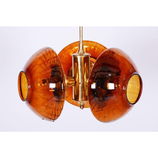 Mid-Century Chandelier in Brass and Glass from Kamenický Šenov, Czech, 1960s For Sale - Image 4 of 13