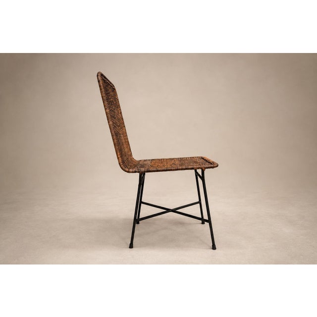 Brazilian Modern Pair of Chairs in Iron & Wicker by Carlo Hauner, Brazil, 1950s For Sale - Image 15 of 18