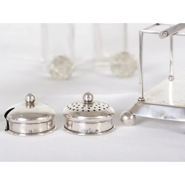 Silver Silver Salt, Pepper, Oil and Vinegar Table Set from Seybold & Hirschhauer, 1910s, Set of 4 For Sale - Image 8 of 12