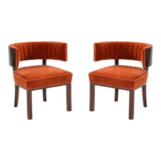 Hungarian Art Deco Macassar Ebony Club Chairs - Pair For Sale