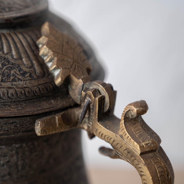 Islamic Tinned-Copper Coffee Pot With Brass Handle, c.1880 For Sale - Image 12 of 15