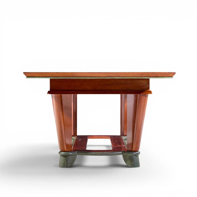 Maxime Old Maxime Old Art Deco French Cherrywood and Copper Dining Table For Sale - Image 4 of 6